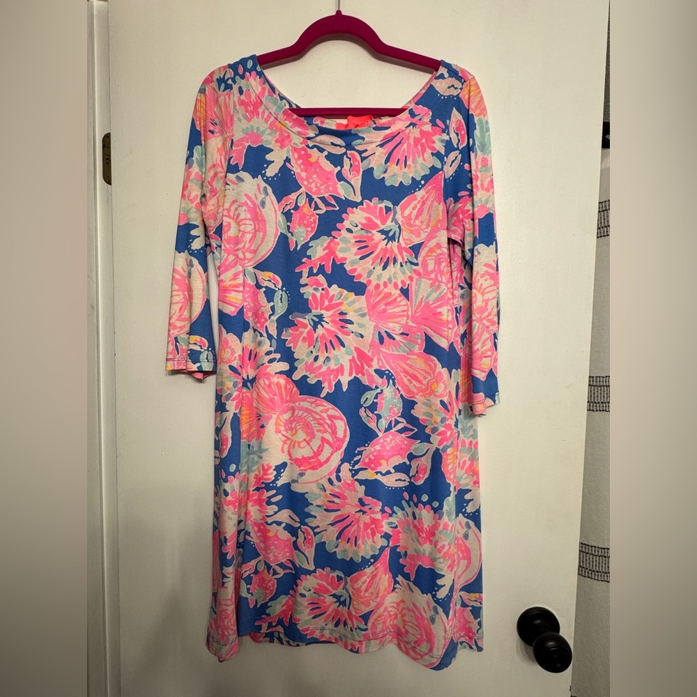 Lilly Pulitzer Noelle Dress Bay Dreamin Bennet Blue 3/4 Sleeve Dress